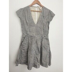 Vintage Diesel Dress M Houndstooth Black White Skater Fit Flare Steampunk Retro